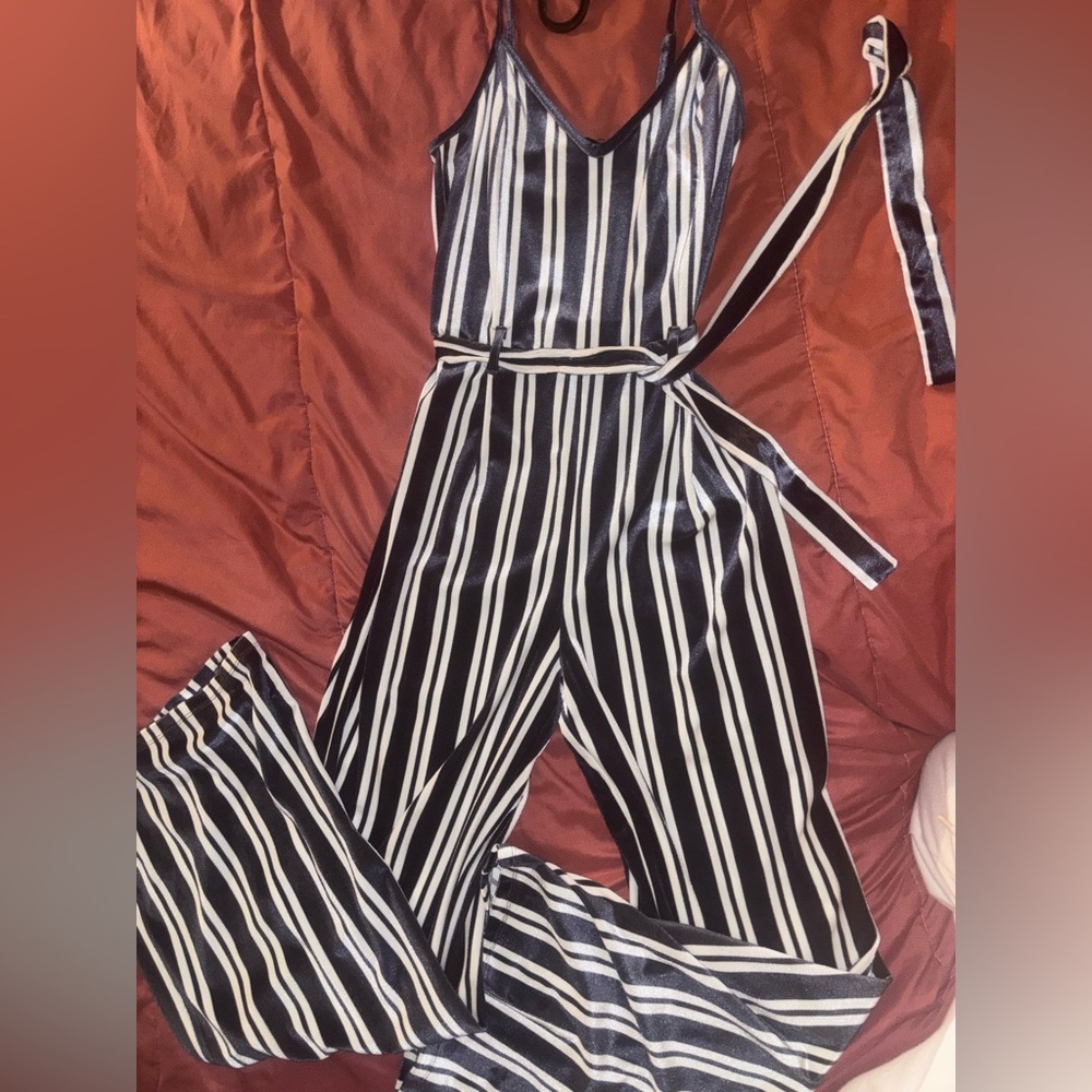 Striped Black and White Jumpsuit